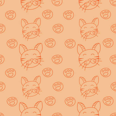 Seamless pattern with cute muzzle cat. It can be used for packaging, wrapping paper, textile and etc. Excellent print for children's clothes, bed linens, etc. Vector.のイラスト素材