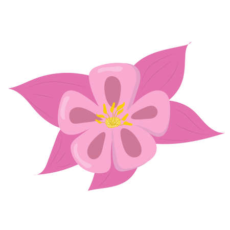 Single pink spring delicate flower with large petals. Vector.のイラスト素材