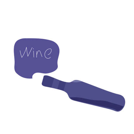 Purple bottle with spilled wine On a white background. flat style. Vector.のイラスト素材