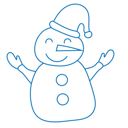 Christmas snowman in doodle style. single element. Vector.のイラスト素材