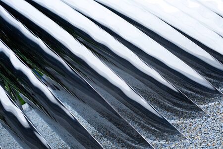photo with metal constructions and stone, cold abstractionの写真素材