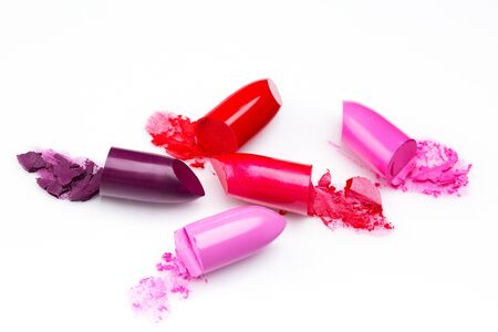 palette of color decorative lipstick on a white backgroundの写真素材
