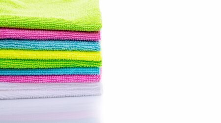 a set of colored supplies for cleaning the house, multi-colored inventoryの写真素材