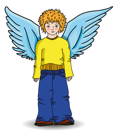  	little boy angel on a white background vectorのイラスト素材