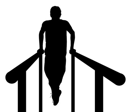 
the silhouette of the guy on the bars on a white background vectorのイラスト素材