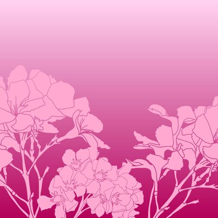 beautiful pink background with silhouettes of flowers vectorのイラスト素材