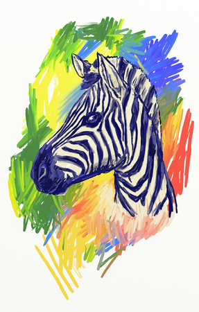 zebra T-shirt graphics. zebra illustration textured background. unusual illustration for fashion print, poster, textiles, fashion designの写真素材