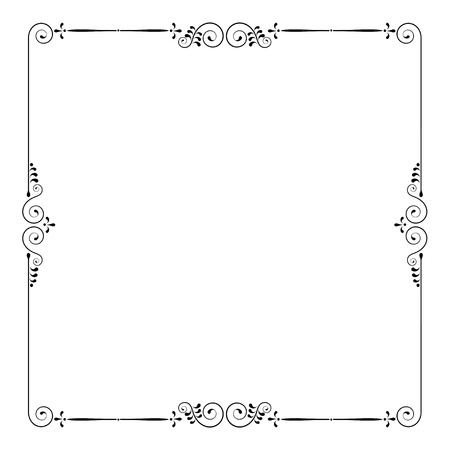 Square decorative frame with swirls and leaves. For invitations and certificates.のイラスト素材