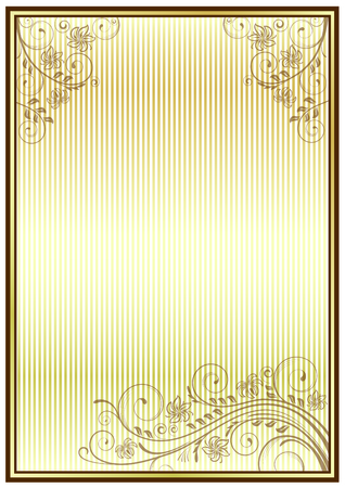 Decorative gold frame with floral ornament on background. Template for diplomas, certificates. A4 page format.のイラスト素材
