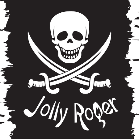 Jolly Roger, pirates flag, skull and daggers.のイラスト素材