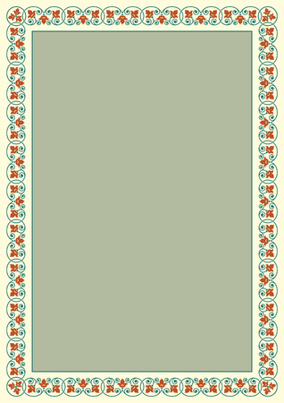 Decorative colorful floral frame, A4.のイラスト素材