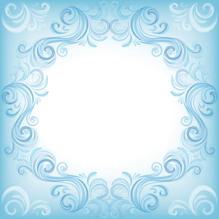 Blue background and swirls, vector watercolor imitation.のイラスト素材