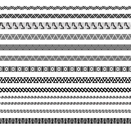 Set of black geometric borders. Pattern brushes are included in vector file.のイラスト素材