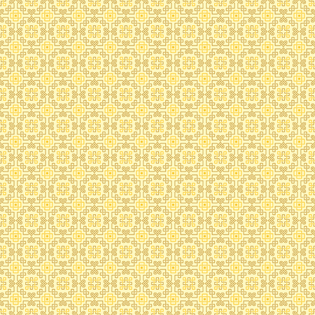 Ornate seamless pattern, interlaced lines. Shades of yellow. The swatch is included in vector file. Arabic style.のイラスト素材