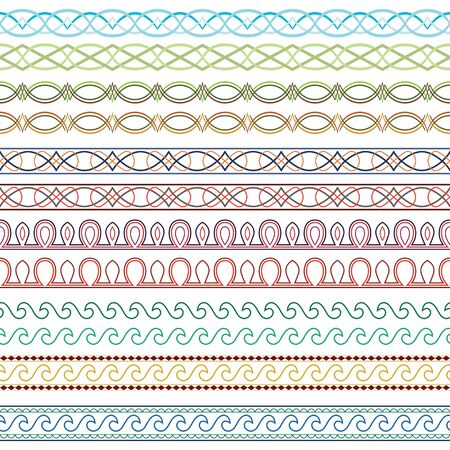 Set of color ornate borders. Pattern brushes are included in vector file.のイラスト素材