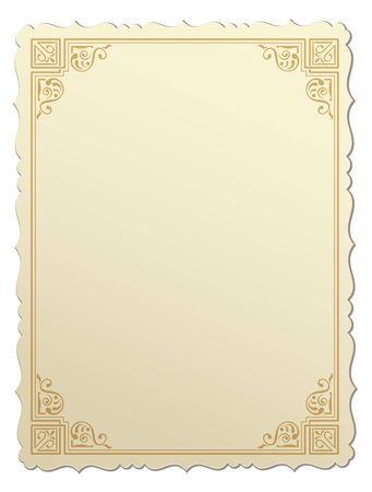 Retro postcard with carved edges and ornate border.のイラスト素材