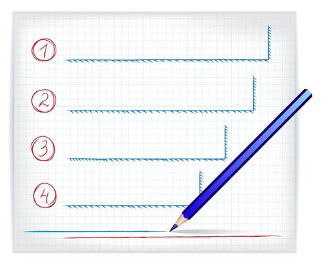 Template with hand drawn infographic elements on a paper sheet and 3D pencil.のイラスト素材