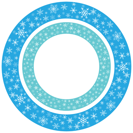 Round seamless frames of realistic snowflakes.のイラスト素材