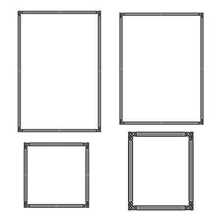 Set of black frames, Celtic, Arabic style. A3, A4, Letter proportions, square frames. Celtic knots, overlapping lines.のイラスト素材