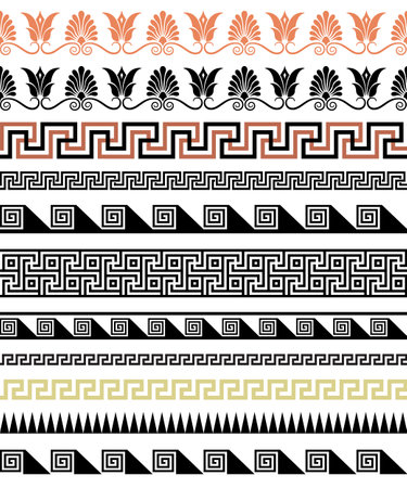Set of ethnic seamless borders. Antic Greek style.のイラスト素材