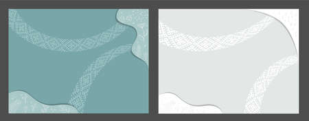 Abstract backgrounds for presentation, slide-show. Plants, doodle, Slavic ethnic style.のイラスト素材