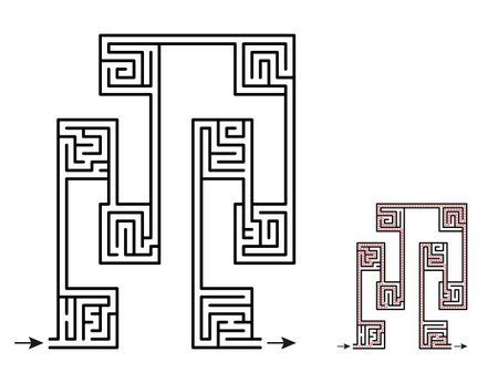 Maze game for kids and adults. Solution included.のイラスト素材