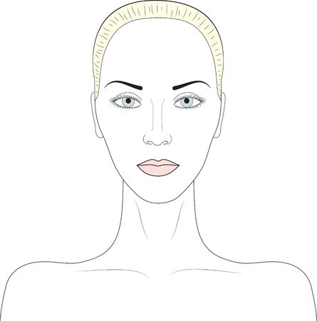 Beautiful ideal woman face  Simple sketch portrait のイラスト素材