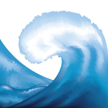 sea, ocean watercolor painted wave のイラスト素材
