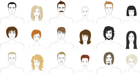 Different men and women faces  Avatar setのイラスト素材