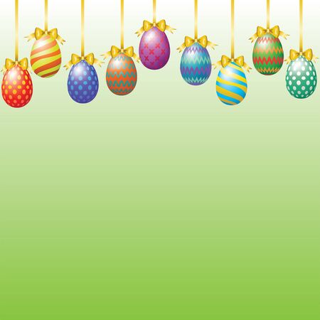 Hanging easter eggs with bowのイラスト素材