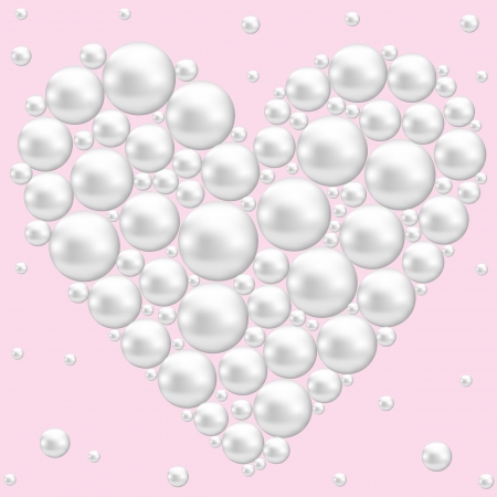 pearl heart on pink backgroundのイラスト素材