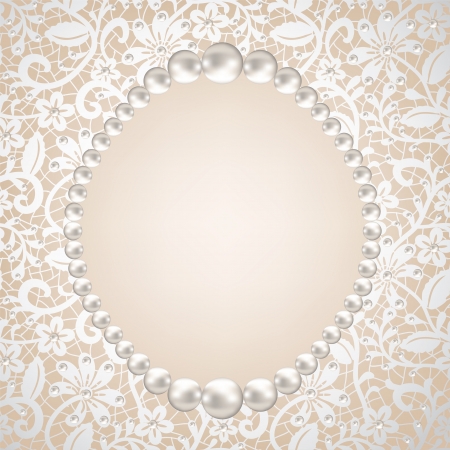 pearl frame and lace backgroundのイラスト素材