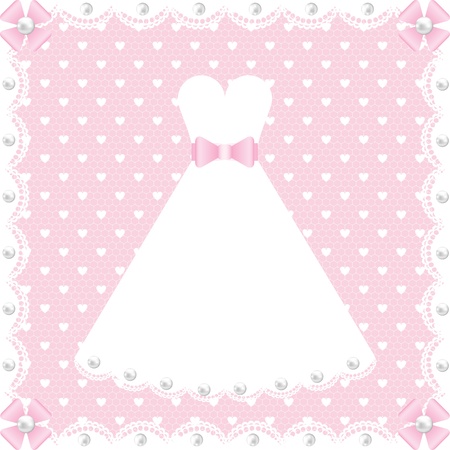 wedding scrapbook card with lace dress and pearlsのイラスト素材
