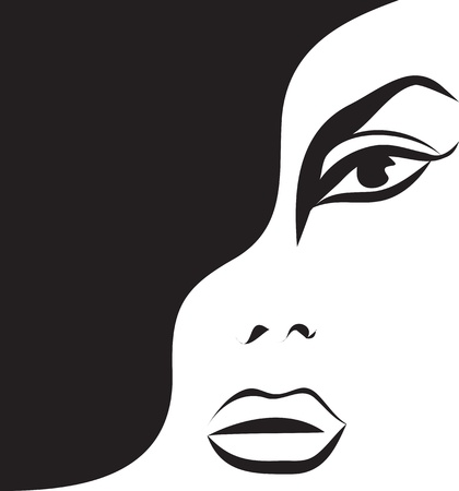 Beautiful woman face. Fashion sketchのイラスト素材