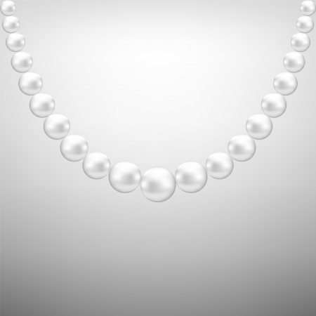 Gray background with hanging white pearl necklaceのイラスト素材