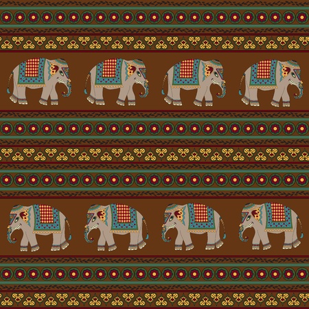 Seamless indian pattern with elephantのイラスト素材