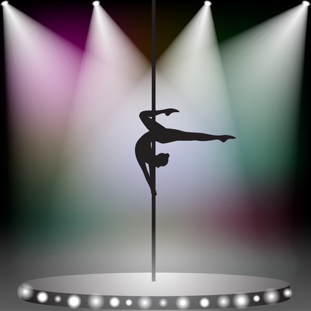Pole dancer on stage with spotlightsのイラスト素材