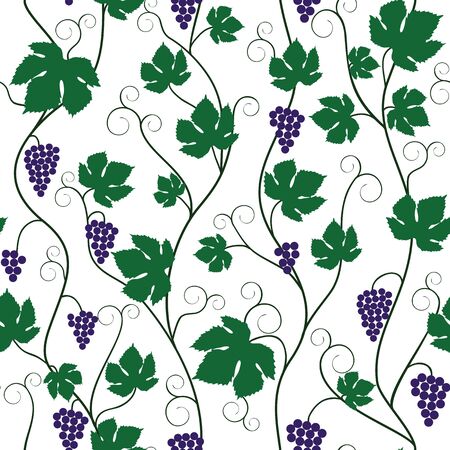Seamless background with bunch of grapes and vineのイラスト素材