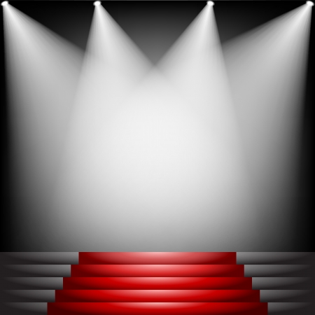 Red carpet and stairs with spotlightのイラスト素材