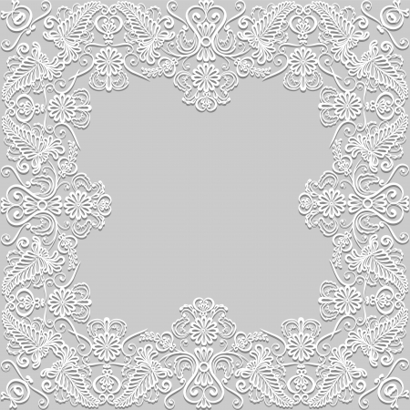 White floral paper lace frameのイラスト素材