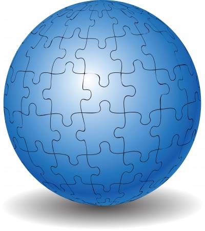 Blue puzzle ball isolated on whiteのイラスト素材