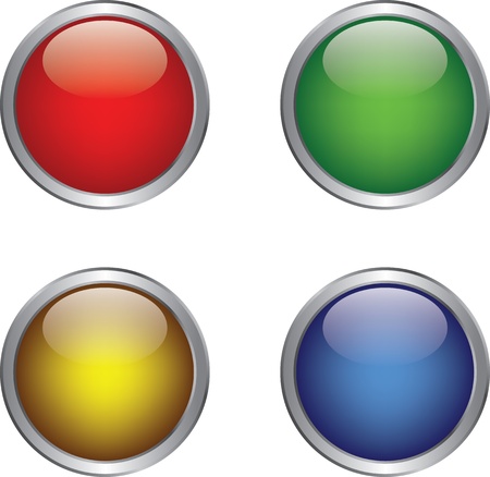 Colorful shiny button in metallic frameのイラスト素材