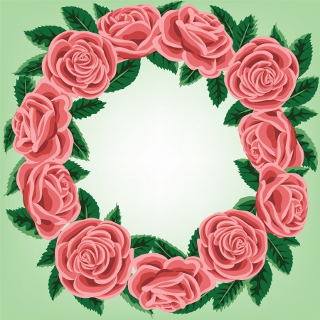 Greeting or invitation card with rose wreath のイラスト素材