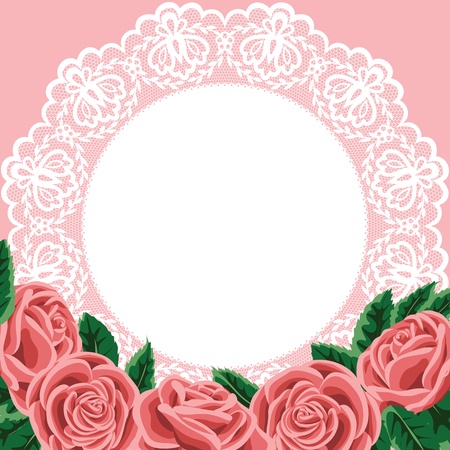 Invitation, greeting card with lace and rosesのイラスト素材