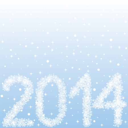 2014 year figures with snowflakes on blue backgroundのイラスト素材