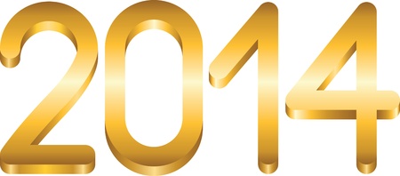 2014 year golden figures isolated on whiteのイラスト素材