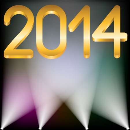 2014 year golden figures and spotlights upのイラスト素材