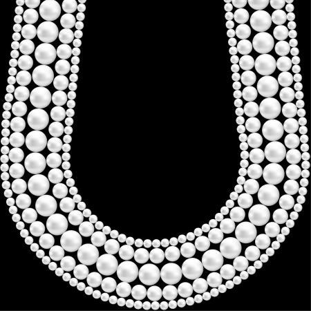 Black background with pearl necklace のイラスト素材