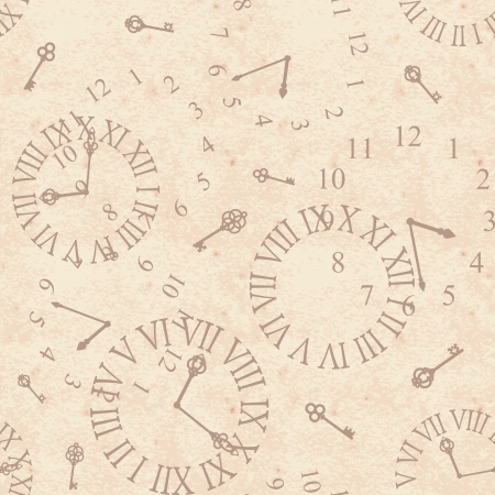 Seamless grunge  background with vintage clock faceのイラスト素材