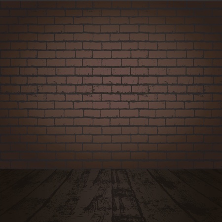 Dark brick room with old wood floorのイラスト素材